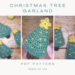 Christmas Tree Garland Crochet Pattern PDF, Crochet 3D Christmas Tree Pattern, DIY Crochet, Beginner Friendly Project