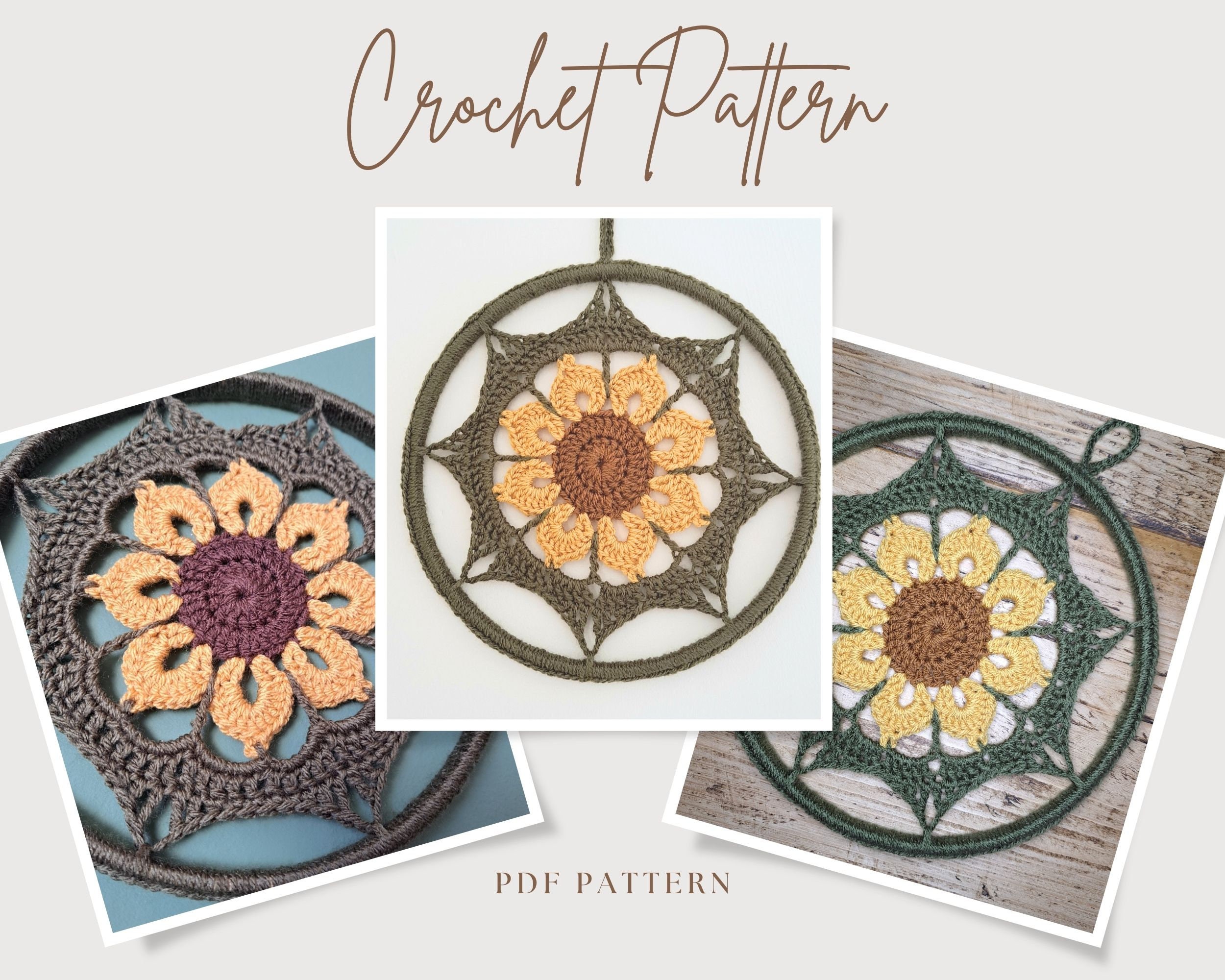 28 Large Sunflower Crochet Patterns: Brighten Your Home with DIY Decor 2 Crochet Boho Sunflower Wall Hanging