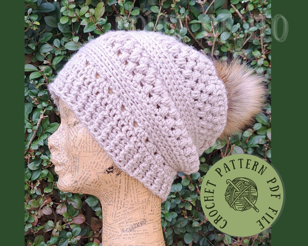 Crochet Slouch Beanie Pattern, PDF Crochet Pattern, Beanie Hat Pattern ...