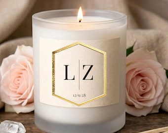 Gepersonaliseerde monogram kaars luxe design woondecoratie housewarming gastvrouw aanwezig huwelijksfeest cadeau idee verjaardag paar verjaardag