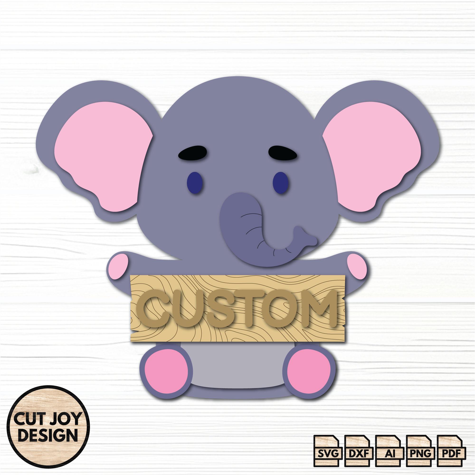 Elephant Name Sign SVG for Laser Cut – Custom Baby Decor (digital ...