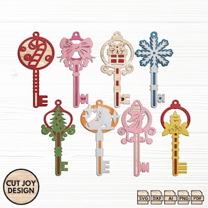 Christmas Magic Key SVG, Santa&#39;s Key Laser Cut File, Glowforge Ornament SVG, Magic Key Cricut File, Holiday Door Tag, Instant Download