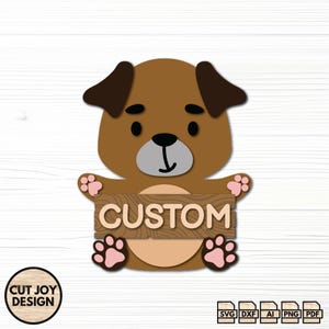 Custom Dog Name Sign SVG – Laser Cut Welcome Sign Bundle – Pet or Nursery Decor – Glowforge Cricut File – Instant Digital Download