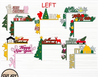 Christmas Door Corner SVG Bundle, Holiday Laser Cut Files (Digital Download)