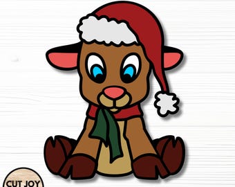 Reindeer Christmas Ornament SVG Laser Cut File (Digital Download)