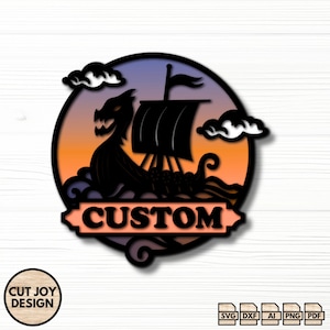 Viking Ship Welcome Sign SVG: Nordic Decor, Laser Cut File (Digital Download)