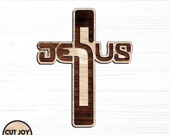 Jesus Cross SVG Laser Cut File – Christian Wall Art (Digital Download)