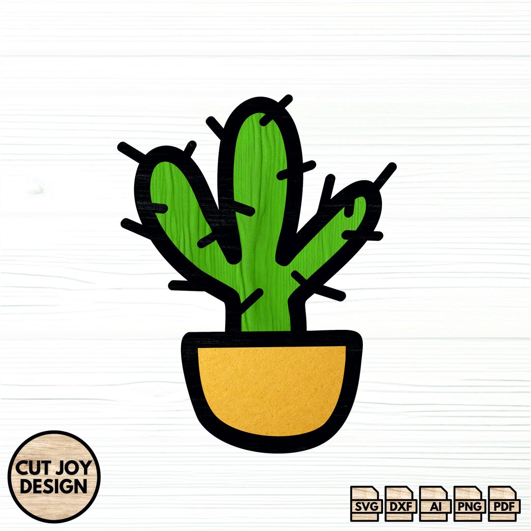 Cactus Laser Cut File – Minimal Plant SVG, Glowforge Cricut (digital ...