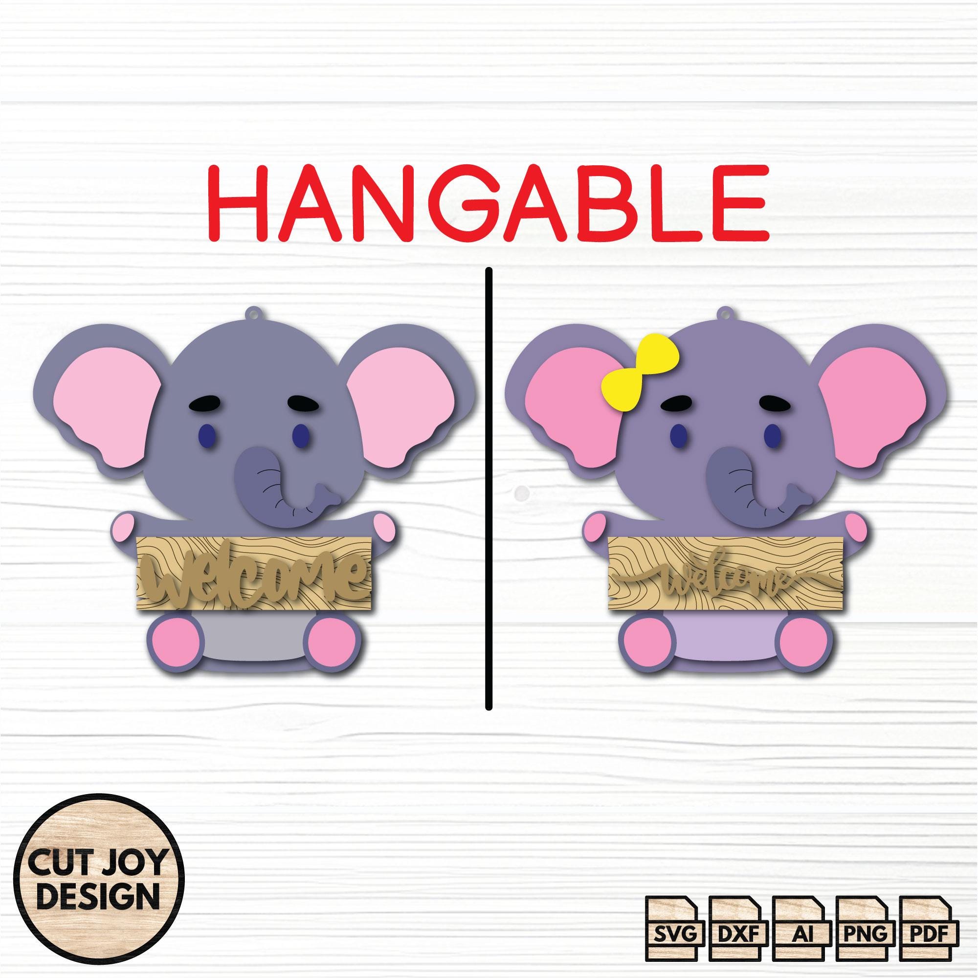 Elephant Name Sign SVG for Laser Cut – Custom Baby Decor (digital ...