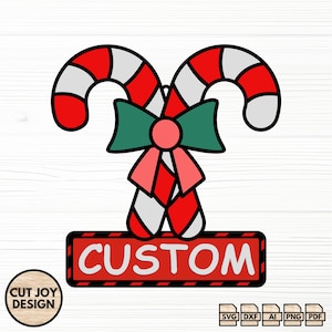 Candy Cane Sign Laser Cut File SVG, Custom Christmas Sign, Welcome Ornament SVG, Glowforge Laser Cut File, Holiday Cricut Decor
