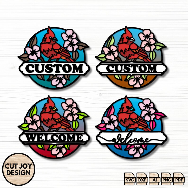 Cardinal Note Welcom Custom Cardinal Welcome Sign SVG: Laser Cut Spring Porch Decor (digital ...