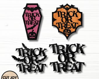 Halloween Trick or Treat Sign SVG Bundle: Laser Cut Files (Digital Download