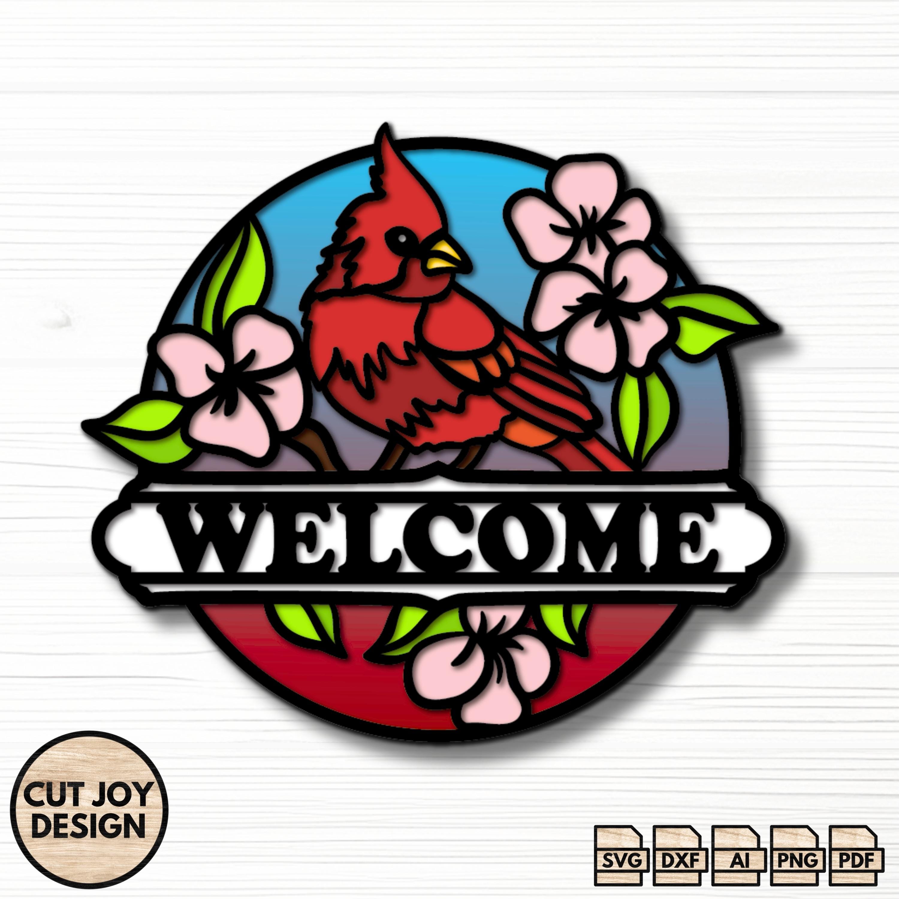 Custom Cardinal Welcome Sign SVG: Laser Cut Spring Porch Decor (digital ...