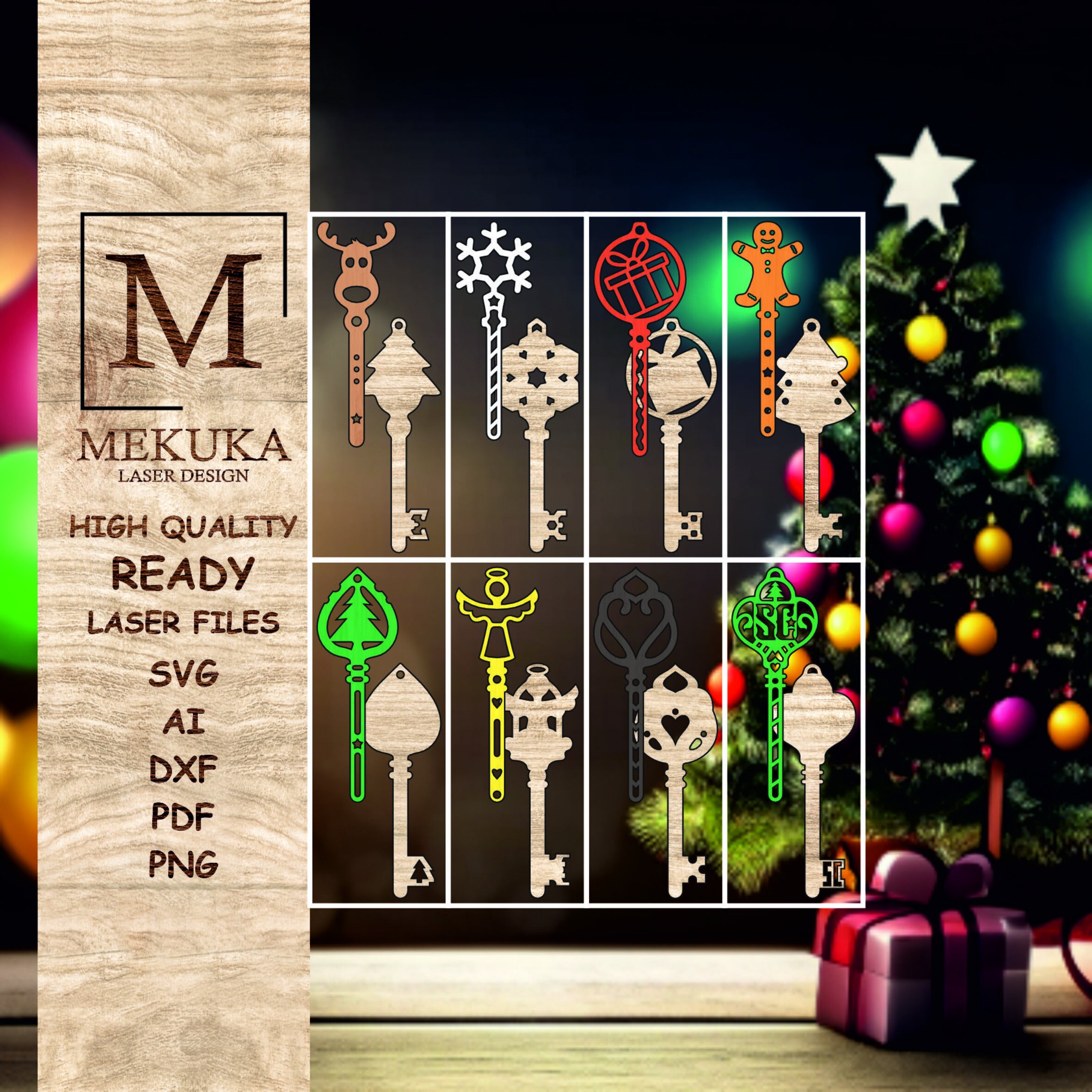 Christmas Keys 8 in 1 Vector Digital SVG DXF PNG Ai Pdf Files - Etsy Canada