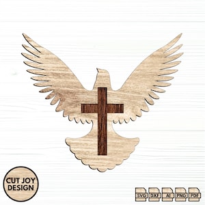 Dove with Cross SVG – Christian Laser Cut File Bundle for Memorial or Faith Decor – Glowforge Cricut Ready – Instant Digital Download