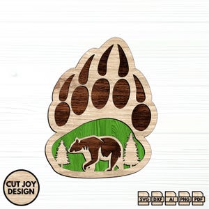 Bear Paw Forest Scene Laser Cut File – Cabin Wall Decor (Digital Download)