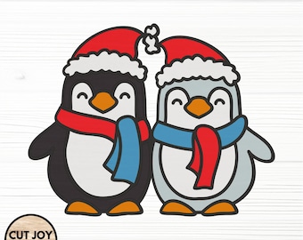 Arquivo de enfeite de pinguim cortado a laser, SVG de Natal (download instantâneo)