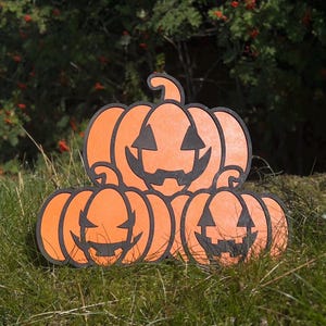 Halloween Standing Pumpkins Laser Cut File | 3D Layered SVG for Glowforge | Spooky Pumpkin Decor | Halloween Laser Cutting Design