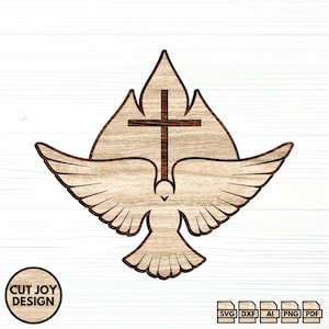 Holy Spirit Dove and Cross SVG – Christian Laser Cut File for Baptism or Faith Decor – Glowforge Cricut Ready – Instant Digital Download