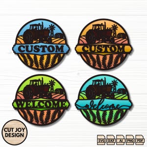 Custom Tractor Farmhouse Laser Cut File,  Welcome Sign SVG for Glowforge, Cricut, xTool, Digital Download for Rustic Decor