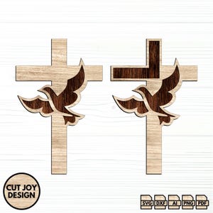 Holy Dove Svg File - Holy Cross Svg, Dove And Cross Svg, Dove Silhouette Svg, Holy Spirit Symbol Svg, Baptism Bird Svg, Christian Dove Svg