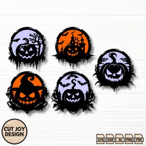 Halloween Pumpkin SVG Bundle | 5 Glowforge Laser Cut Files | 3D Layered Pumpkin Designs | Spooky Fall Decor SVG for Laser Cutting
