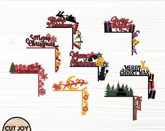 Christmas Door Corner SVG Bundle, Laser Cut Holiday Decor (Digital Download)