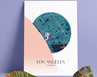 Printable Los Angeles Circle Map Minimalist Poster