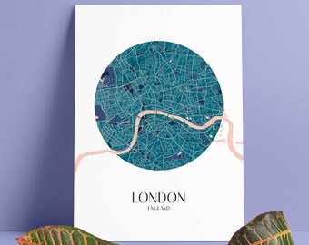 Printable London Circle Map Minimalist Poster