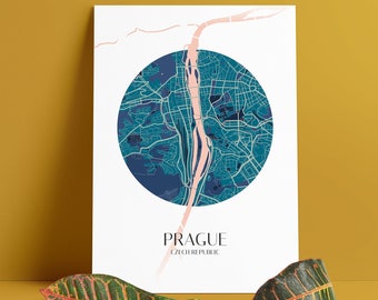 Printable Prague Circle Map Minimalist Poster