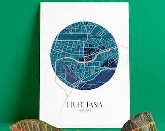 Printable Ljubljana Circle Map Minimalist Poster