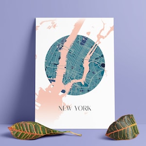 Druckbares New York Circle Map Minimalistisches Poster