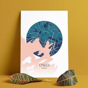 Printable Oslo Circle Map Minimalist Poster