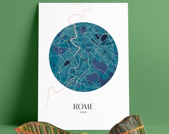 Affiche minimaliste imprimable de carte de cercle de Rome