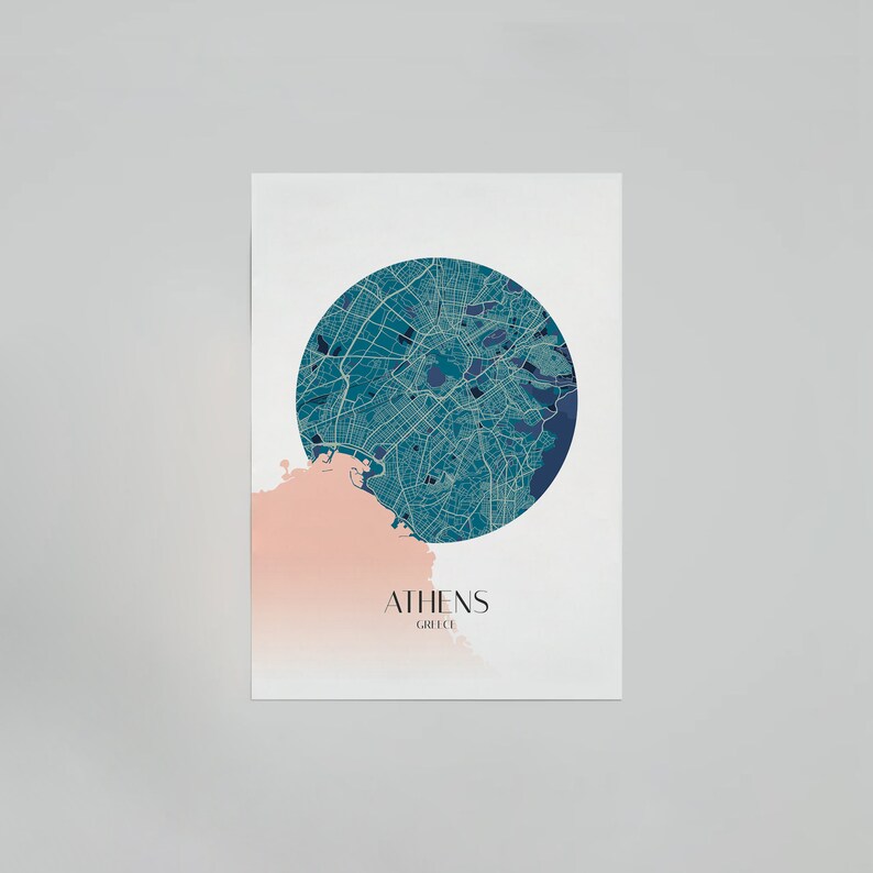 Printable Athens Circle Map Minimalist Poster - Etsy