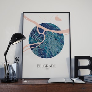 Printable Belgrade Circle Map Minimalist Poster
