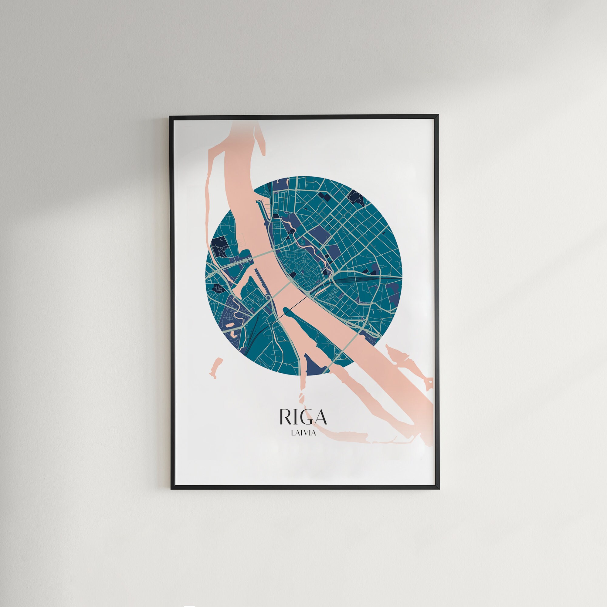 Printable Riga Circle Map Minimalist Poster - Etsy
