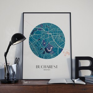 Printable Bucharest Circle Map Minimalist Poster