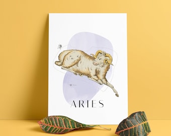 Printable Zodiac Aries Minimalist Poster
