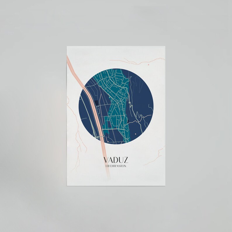 Printable Vaduz Circle Map Minimalist Poster - Etsy