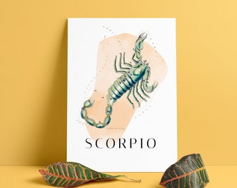 Poster minimalista stampabile dello zodiaco Scorpione