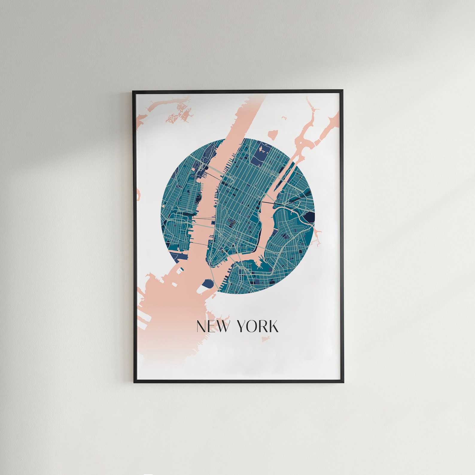 Printable New York Circle Map Minimalist Poster - Etsy