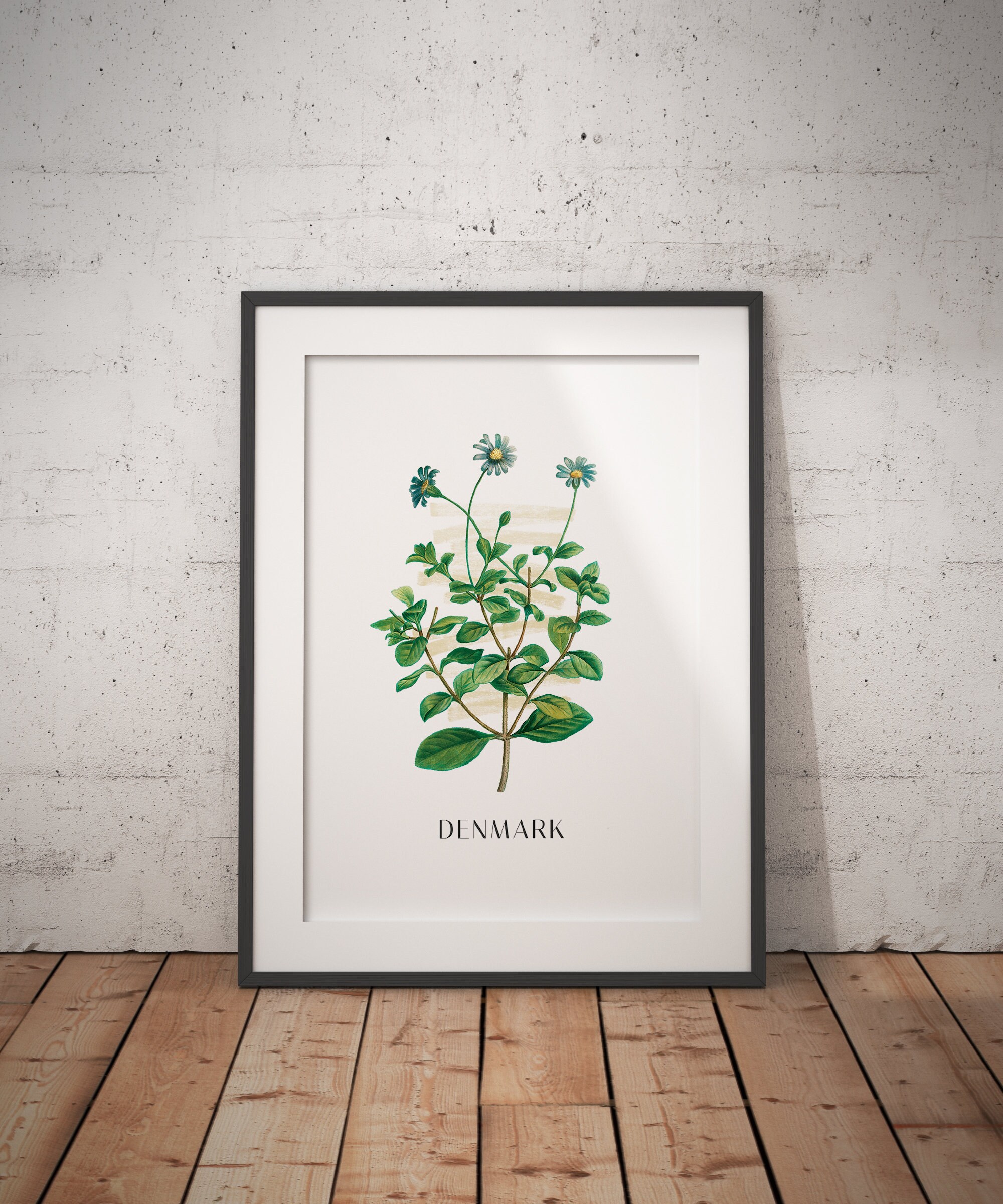 Printable Denmark Marguerite Daisy Flowers of the World Minimalist