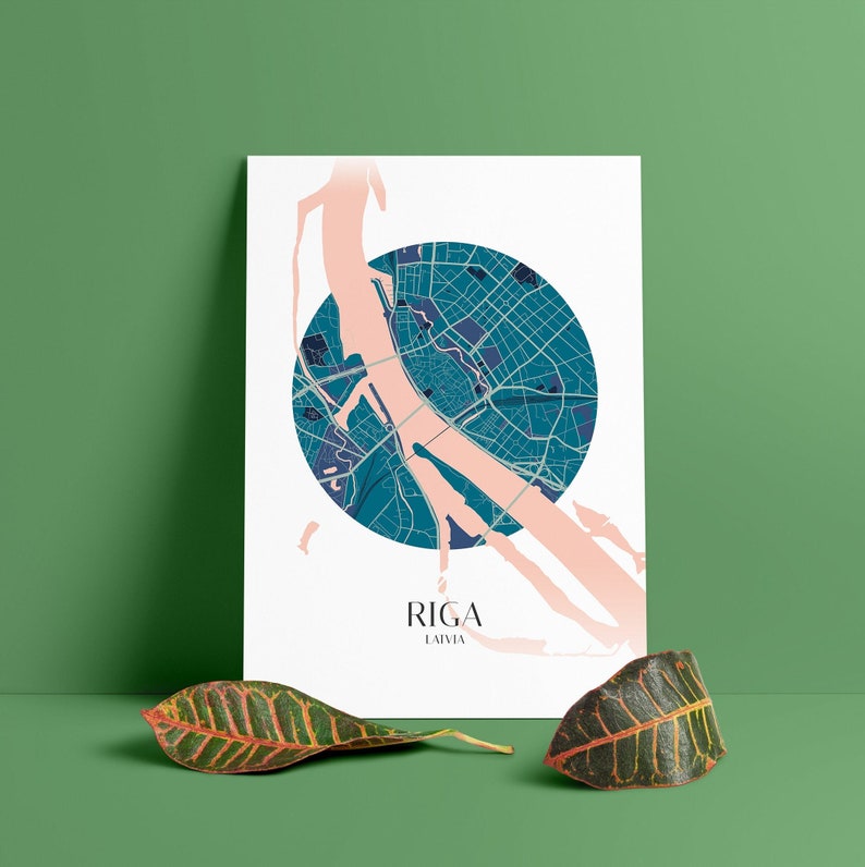 Printable Riga Circle Map Minimalist Poster - Etsy