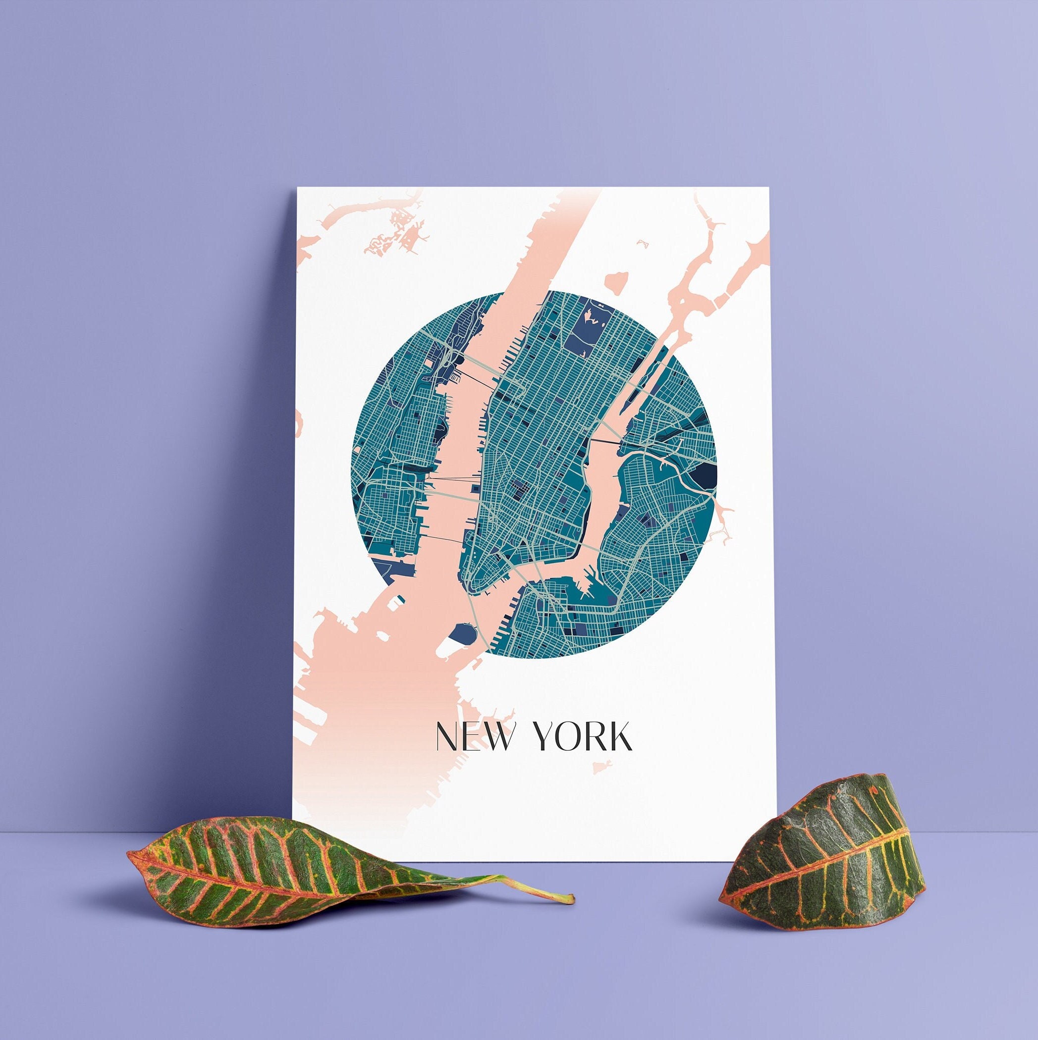 Printable New York Circle Map Minimalist Poster - Etsy