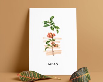 Druckbare Japan Kirschblüten Blumen der Welt Minimalist Poster