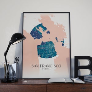 Printable San Francisco Circle Map Minimalist Poster