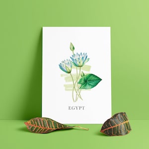 Printable Egypt Lotus Flowers of the World Minimalist Poster
