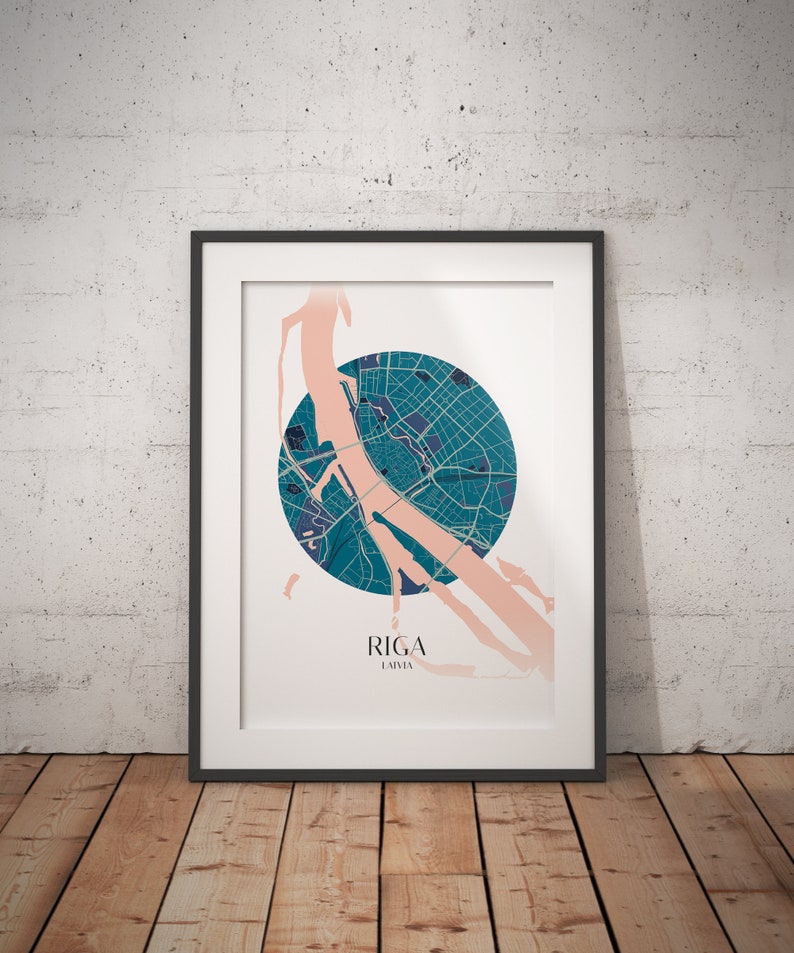 Printable Riga Circle Map Minimalist Poster - Etsy