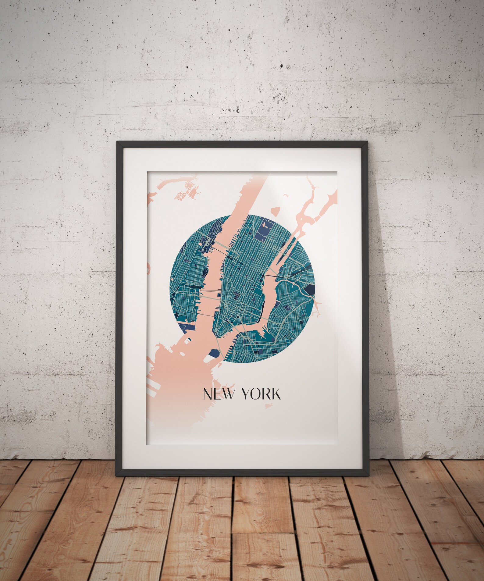 Printable New York Circle Map Minimalist Poster - Etsy